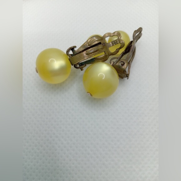 Very rare - Vintage 1930s lemon yellow drop & pink candy floss earrings - Picture 7 of 7